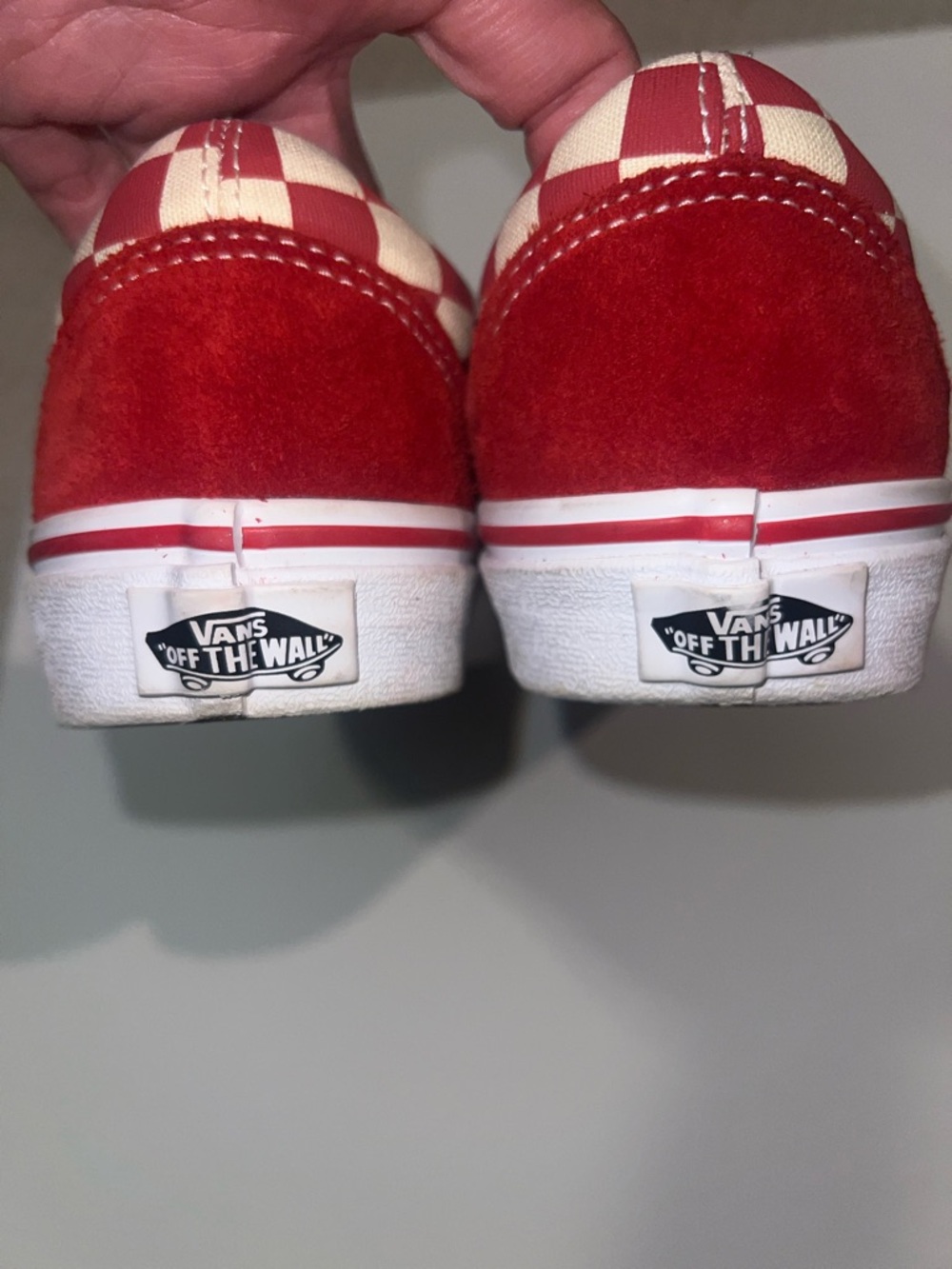 Vans Old Skool sneakers red and white checkerboard size 7 women - Picture 7 of 7
